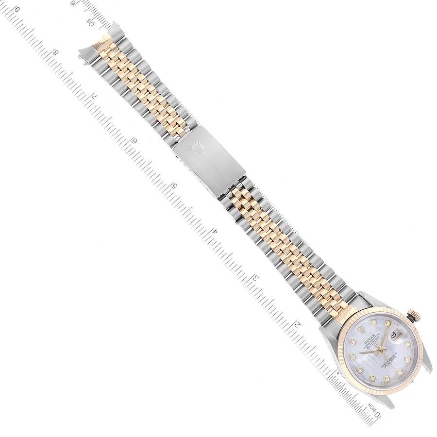 Rolex Datejust Stahl-Gelbgold-Perlmutt-Diamant-Zifferblatt Herrenuhr 16233 im Angebot 7