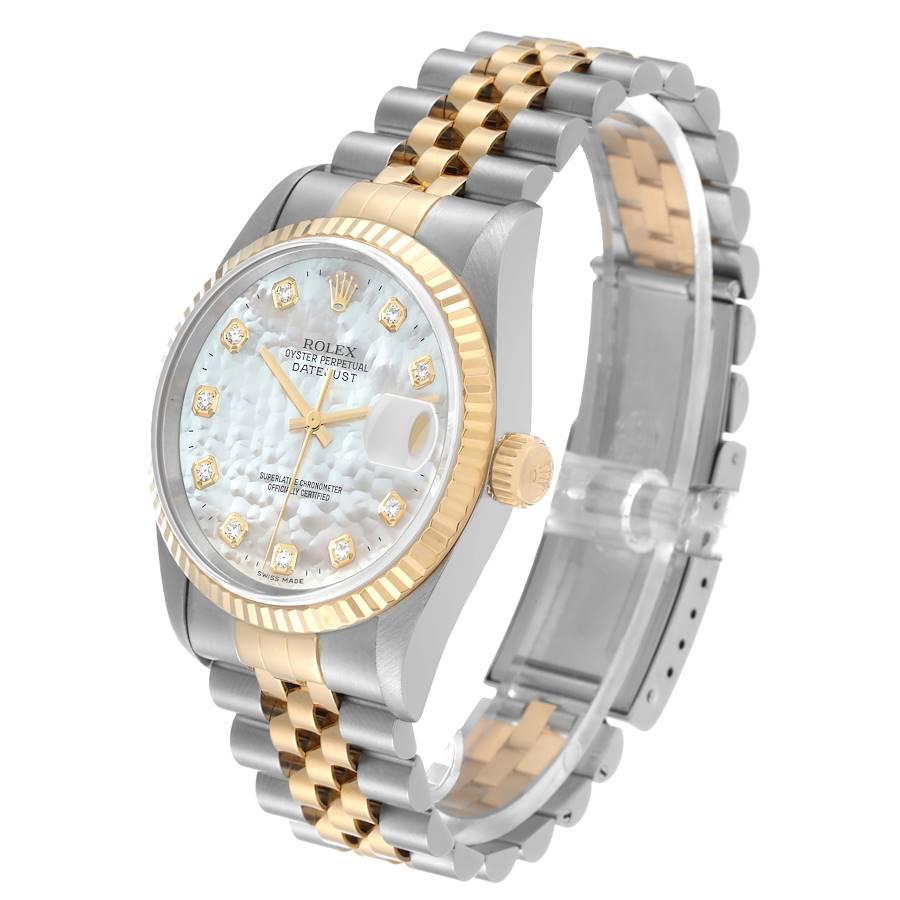 Rolex Datejust Stahl-Gelbgold-Perlmutt-Diamant-Zifferblatt Herrenuhr 16233 im Angebot 1