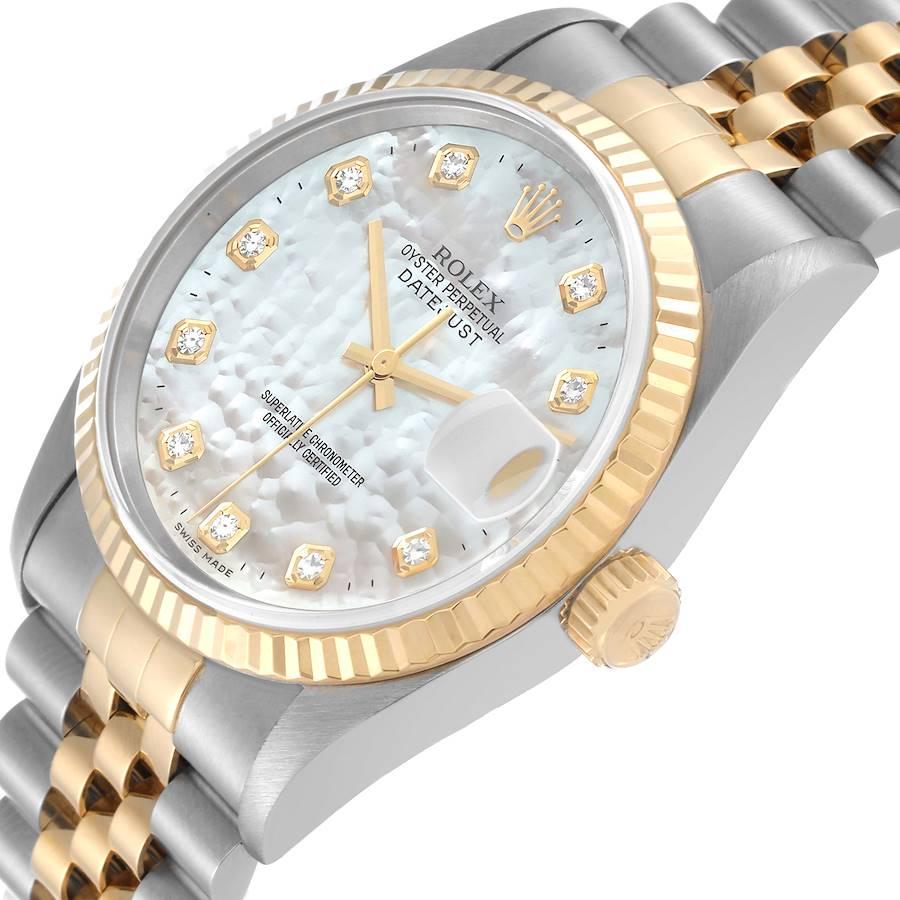 Rolex Datejust Stahl-Gelbgold-Perlmutt-Diamant-Zifferblatt Herrenuhr 16233 im Angebot 2