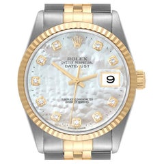 Rolex Datejust Stahl-Gelbgold-Perlmutt-Diamant-Zifferblatt Herrenuhr 16233