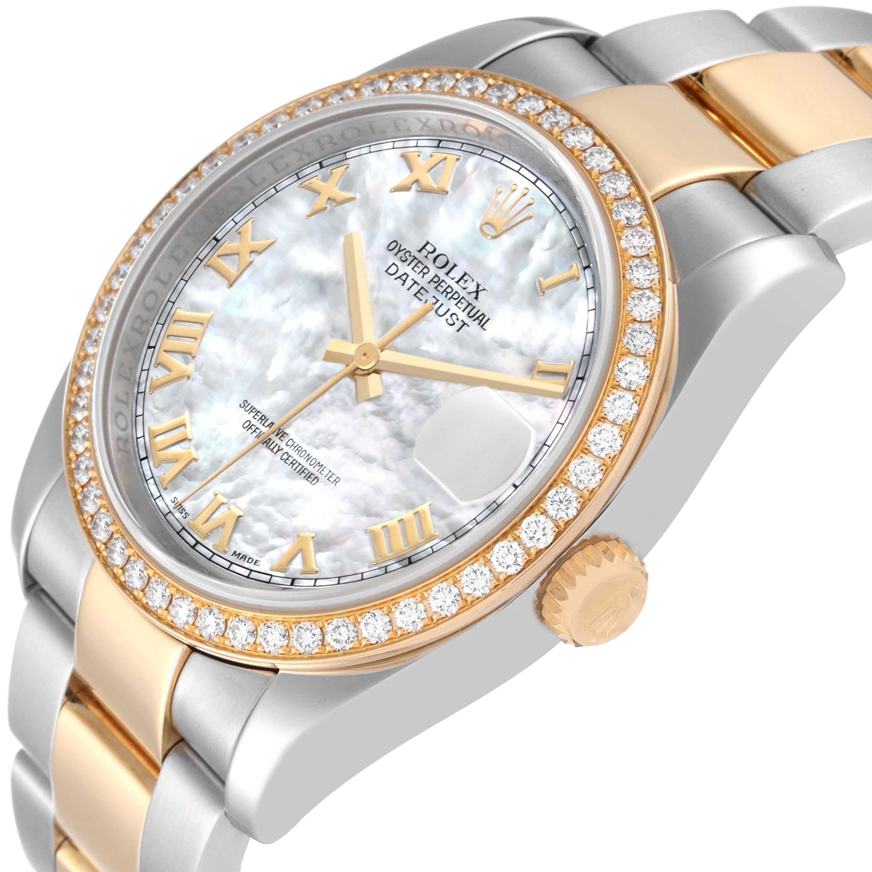 Men's Rolex Datejust Steel Yellow Gold Mother of Pearl Diamond Mens Watch 116243