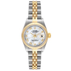 Rolex Datejust Steel Yellow Gold Mother of Pearl Roman Dial Ladies Watch 69173