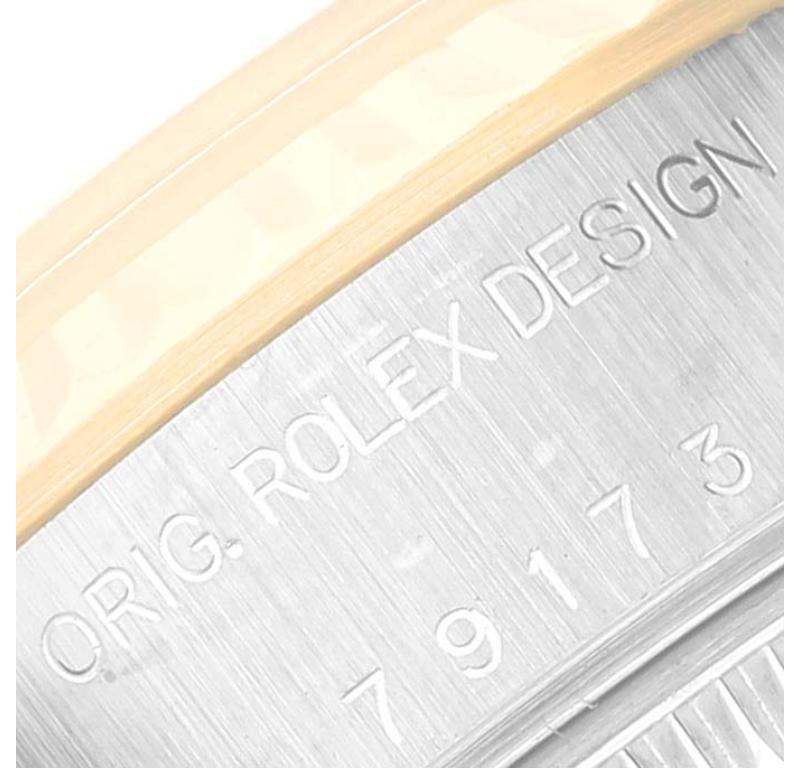 Rolex Montre Datejust en acier, or jaune, nacre, rubis et cadran pour femmes 79173 en vente 2
