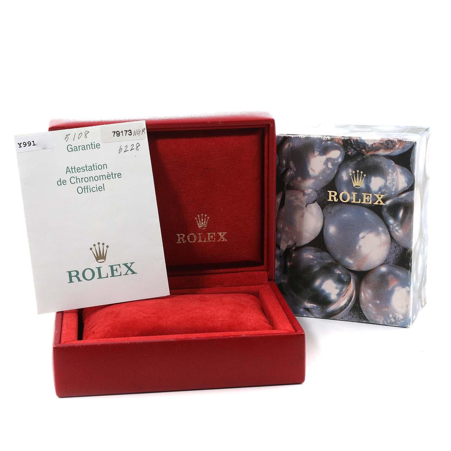 Rolex Datejust Damenuhr, Stahl Gelbgold Perlmutt Rubin Zifferblatt 9