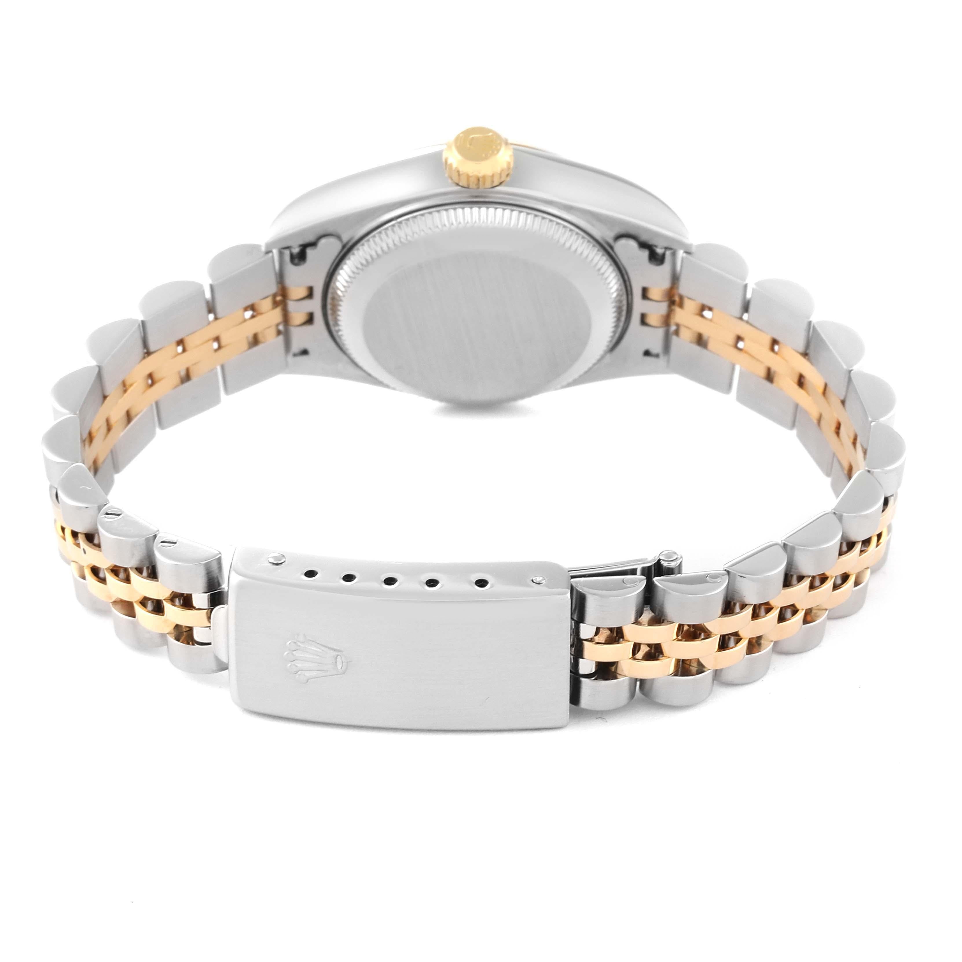 Rolex Datejust Damenuhr, Stahl Gelbgold Perlmutt Rubin Zifferblatt 6