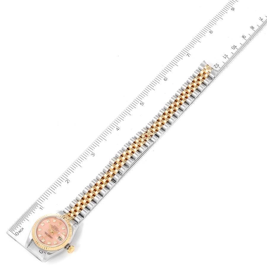 Rolex Datejust Stahl Gelbgold Rosa Koralle Diamant Zifferblatt Uhr 179173 Box Papiere im Angebot 6