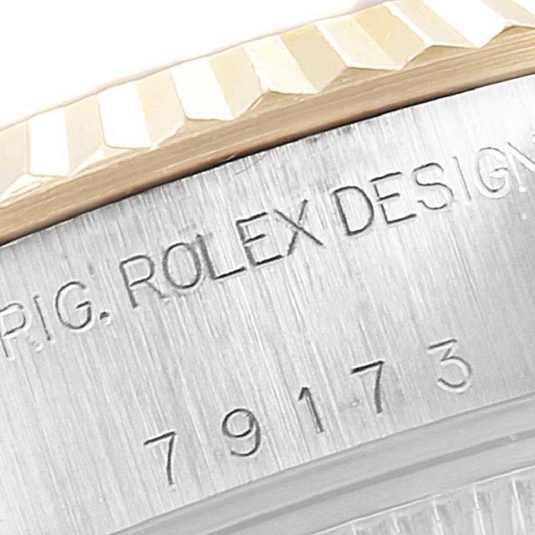 Rolex Datejust Stahl Gelbgold Rosa Koralle Diamant Zifferblatt Uhr 79173 Box Papiere im Angebot 3