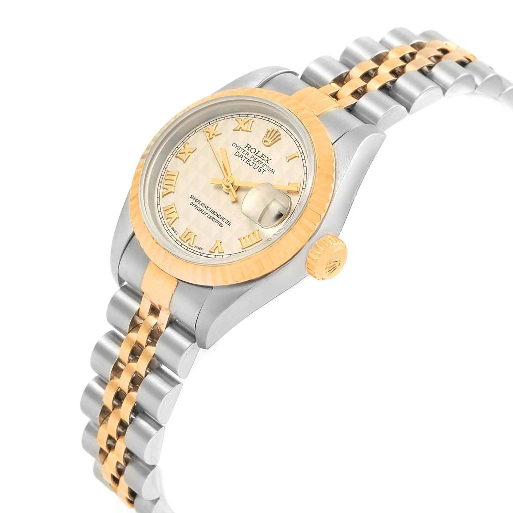 Rolex Datejust Steel Yellow Gold Pyramid Roman Dial Ladies Watch 69173 2