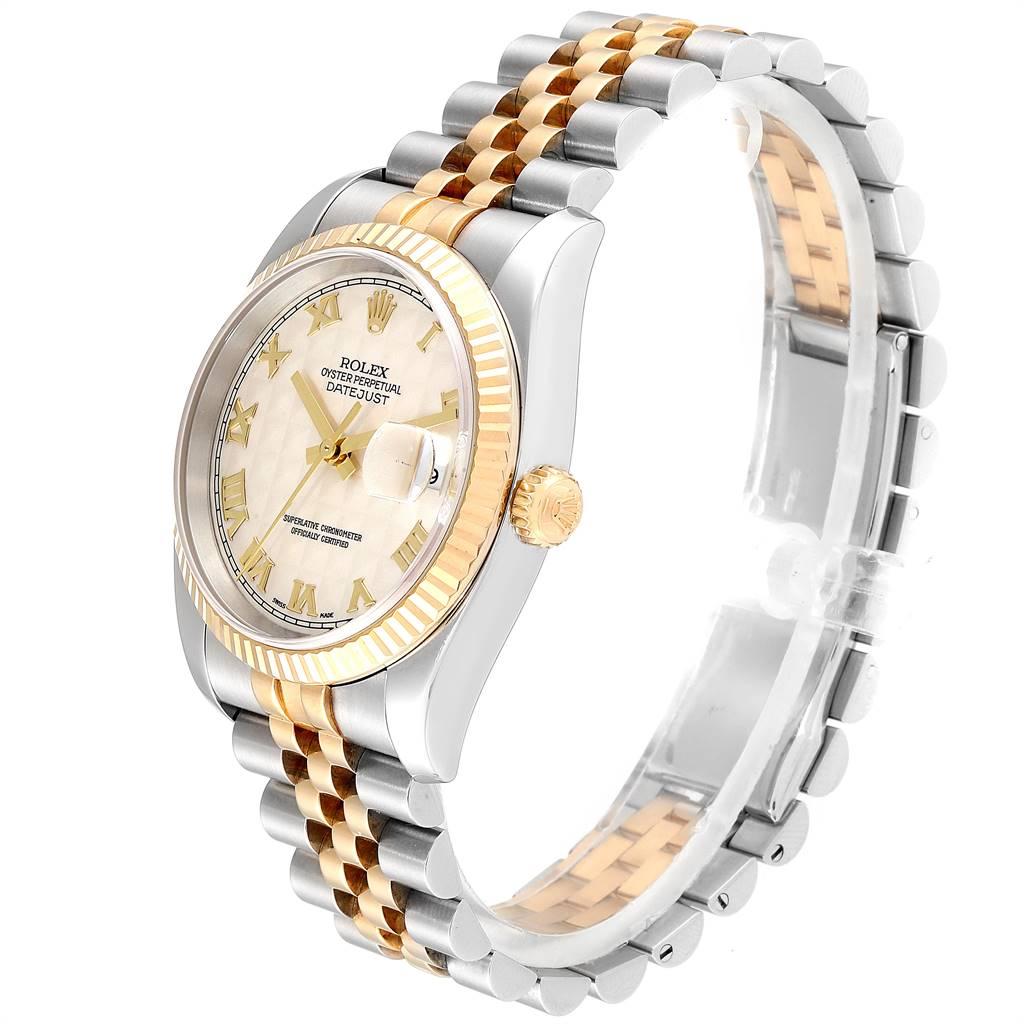 Rolex Datejust Steel Yellow Gold Pyramid Roman Dial Men's Watch 116233 1