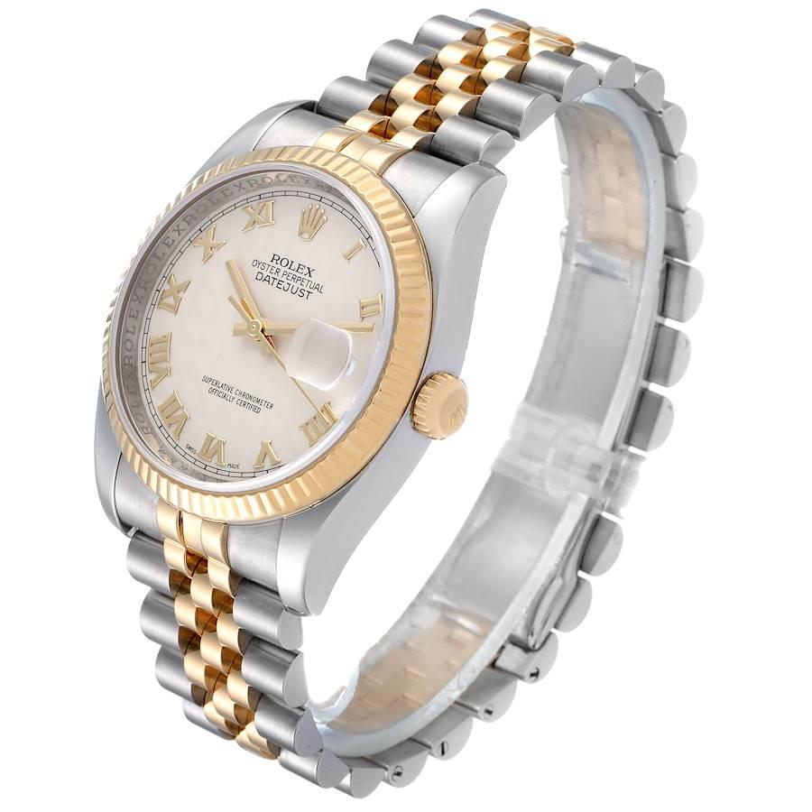 Men's Rolex Datejust Steel Yellow Gold Pyramid Roman Dial Mens Watch 116233