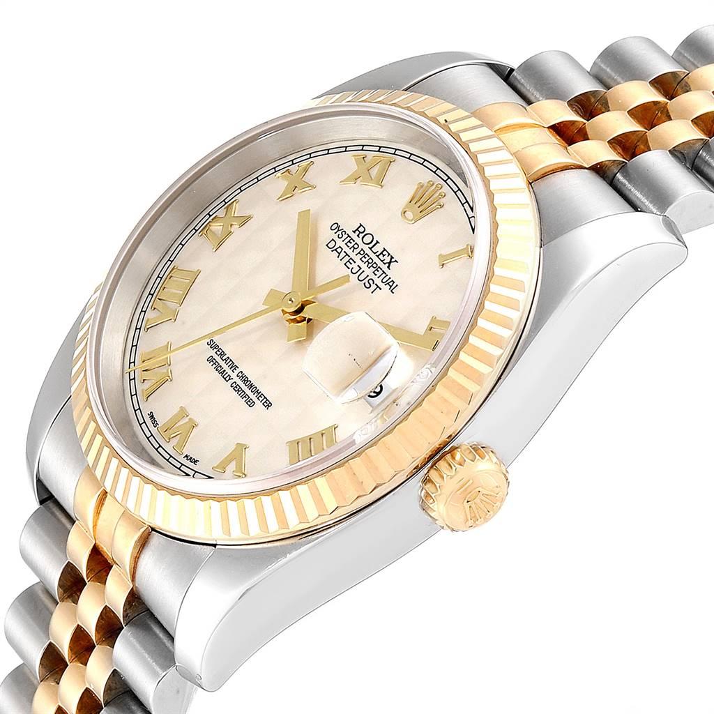 Rolex Datejust Steel Yellow Gold Pyramid Roman Dial Men's Watch 116233 2