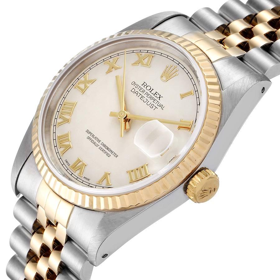 Rolex Datejust Steel Yellow Gold Pyramid Roman Dial Men's Watch 16233 2