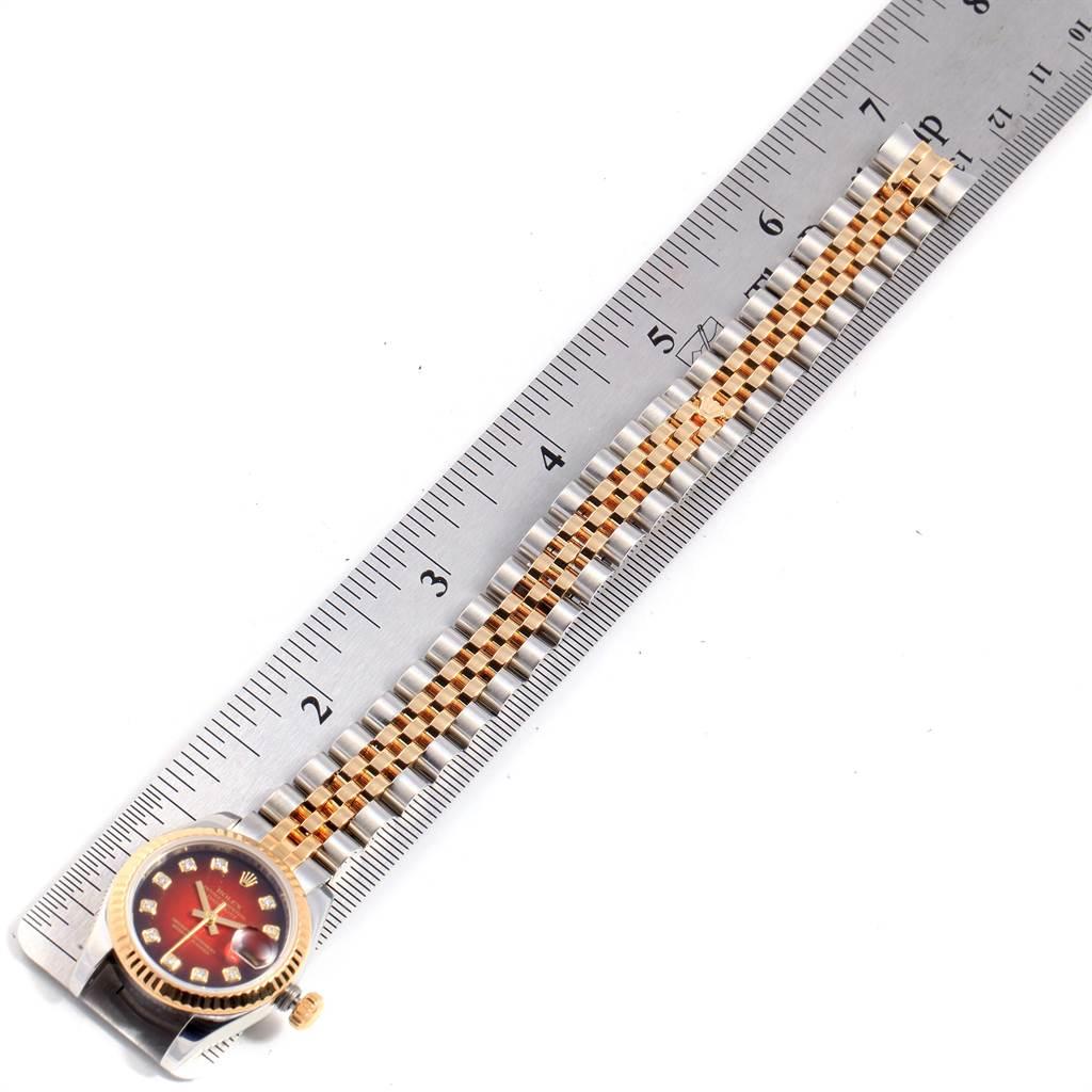 Rolex Datejust Steel Yellow Gold Red Vignette Diamond Ladies Watch 179173 3