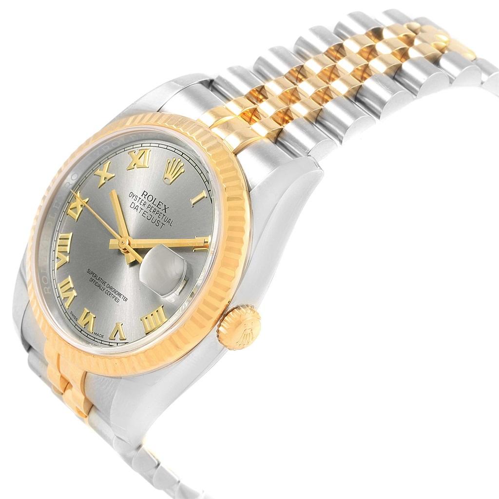 Rolex Datejust Steel Yellow Gold Rhodium Roman Dial Men's Watch 116233 For Sale 4