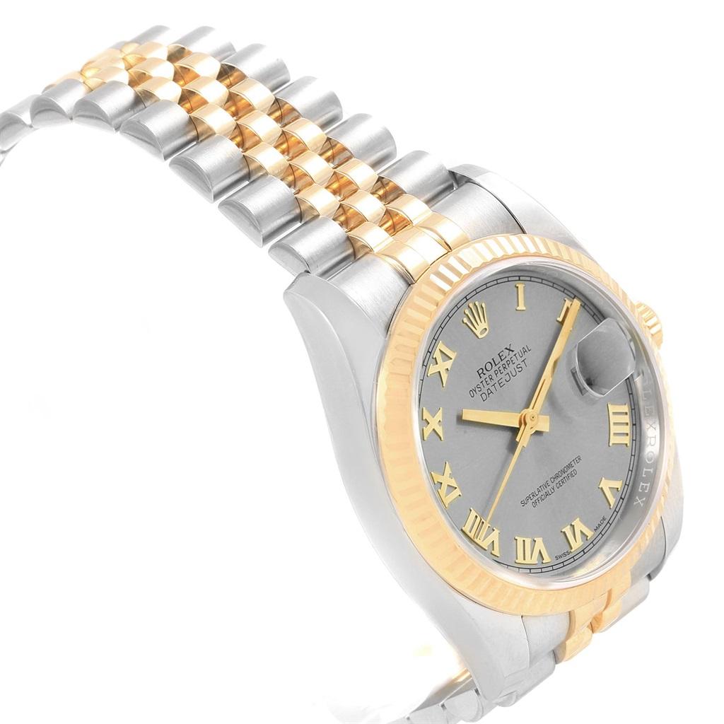 Rolex Datejust Steel Yellow Gold Rhodium Roman Dial Men's Watch 116233 For Sale 6