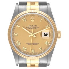 Vintage Rolex Datejust Steel Yellow Gold Roman Dial Mens Watch 16233 Box Papers