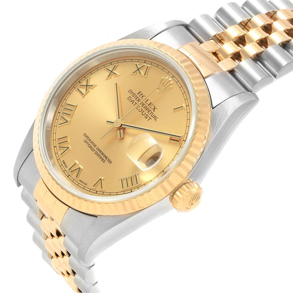 Rolex Datejust Steel Yellow Gold Roman Dial Men's Watch 16233 3