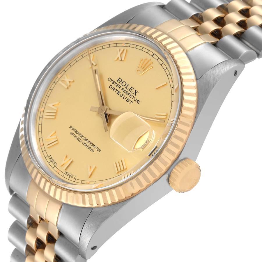 Men's Rolex Datejust Steel Yellow Gold Roman Dial Vintage Mens Watch 16013