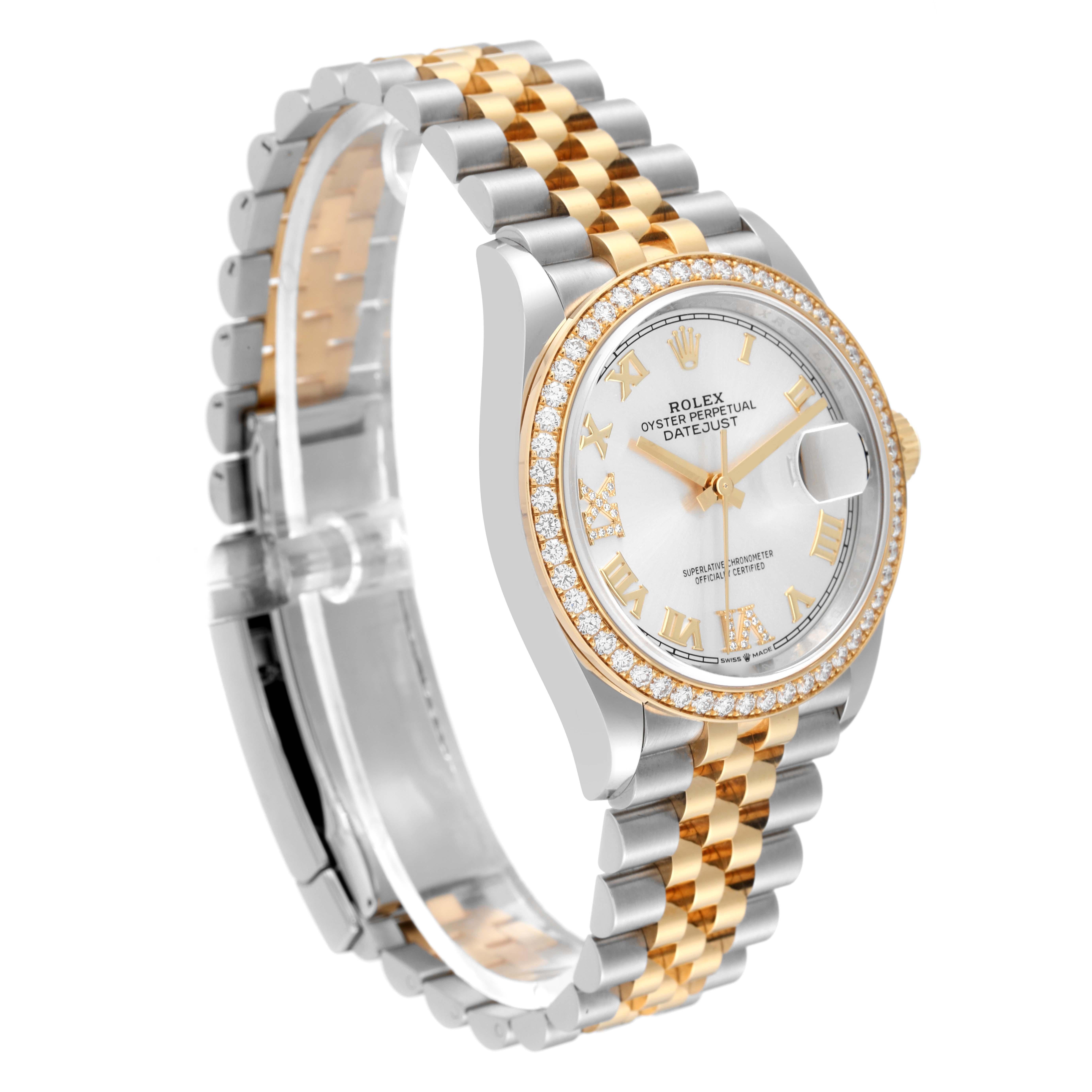 Rolex Datejust Steel Yellow Gold Silver Dial Diamond Mens Watch 126283 Unworn In Excellent Condition In Atlanta, GA