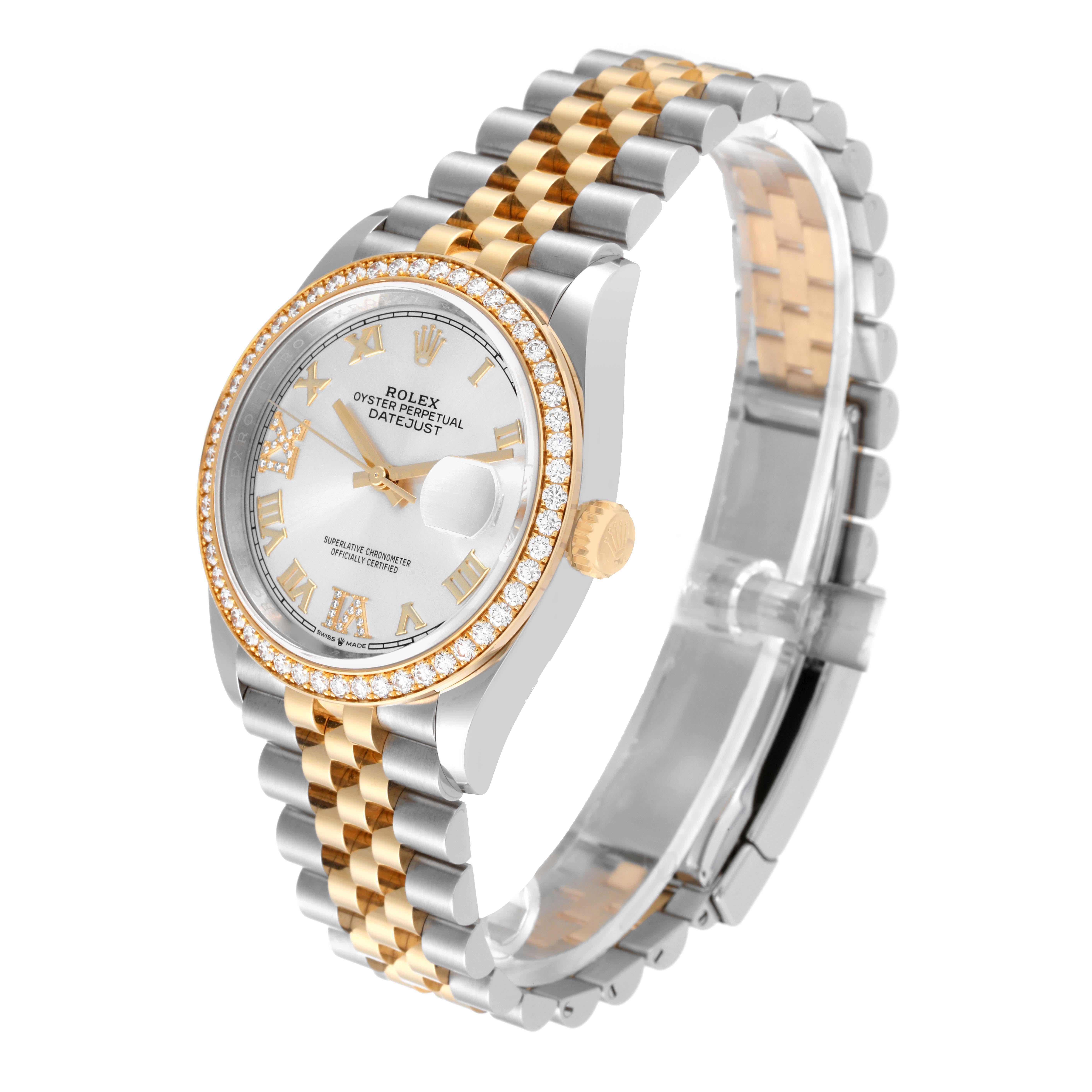 Men's Rolex Datejust Steel Yellow Gold Silver Dial Diamond Mens Watch 126283 Unworn