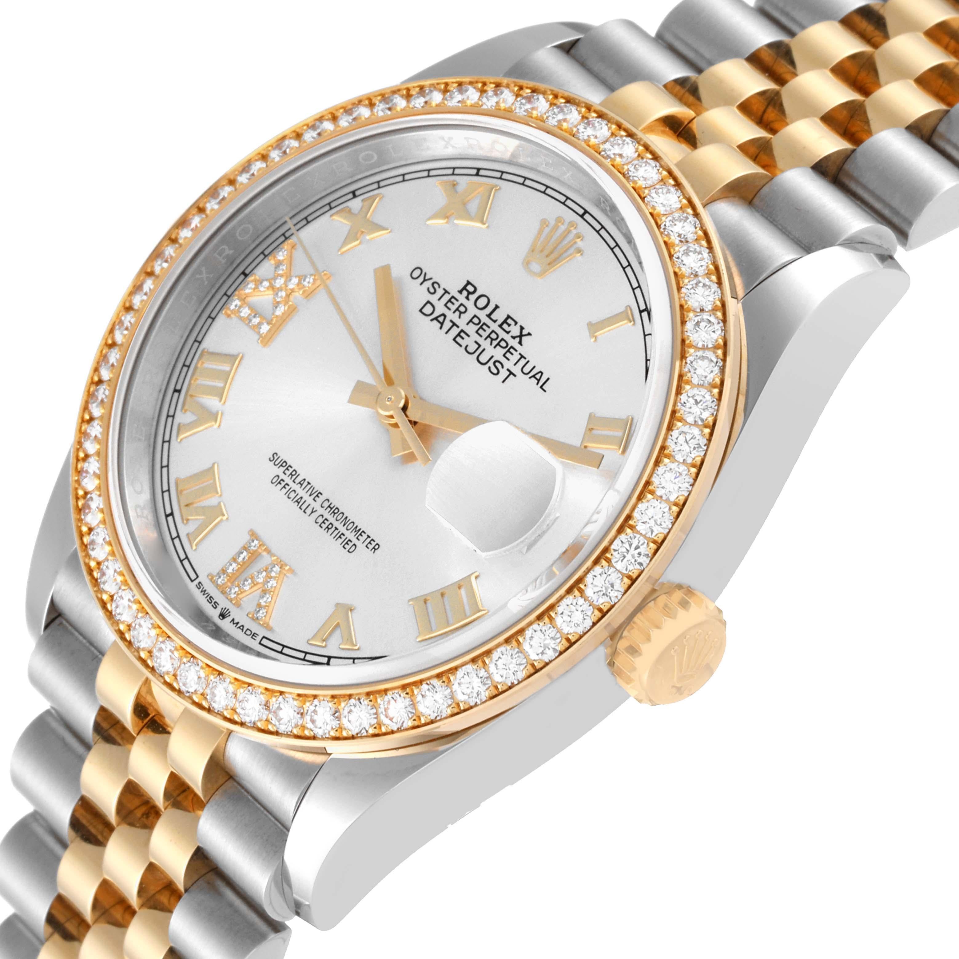 Rolex Datejust Steel Yellow Gold Silver Dial Diamond Mens Watch 126283 Unworn 1