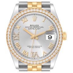 Rolex Datejust Steel Yellow Gold Silver Dial Diamond Mens Watch 126283 Unworn