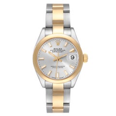 Rolex Datejust Stahl Gelbgold Silber Zifferblatt Damenuhr 279163 Box Kartenetui