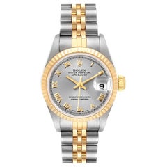 Rolex Datejust Steel Yellow Gold Silver Dial Ladies Watch 69173 Box