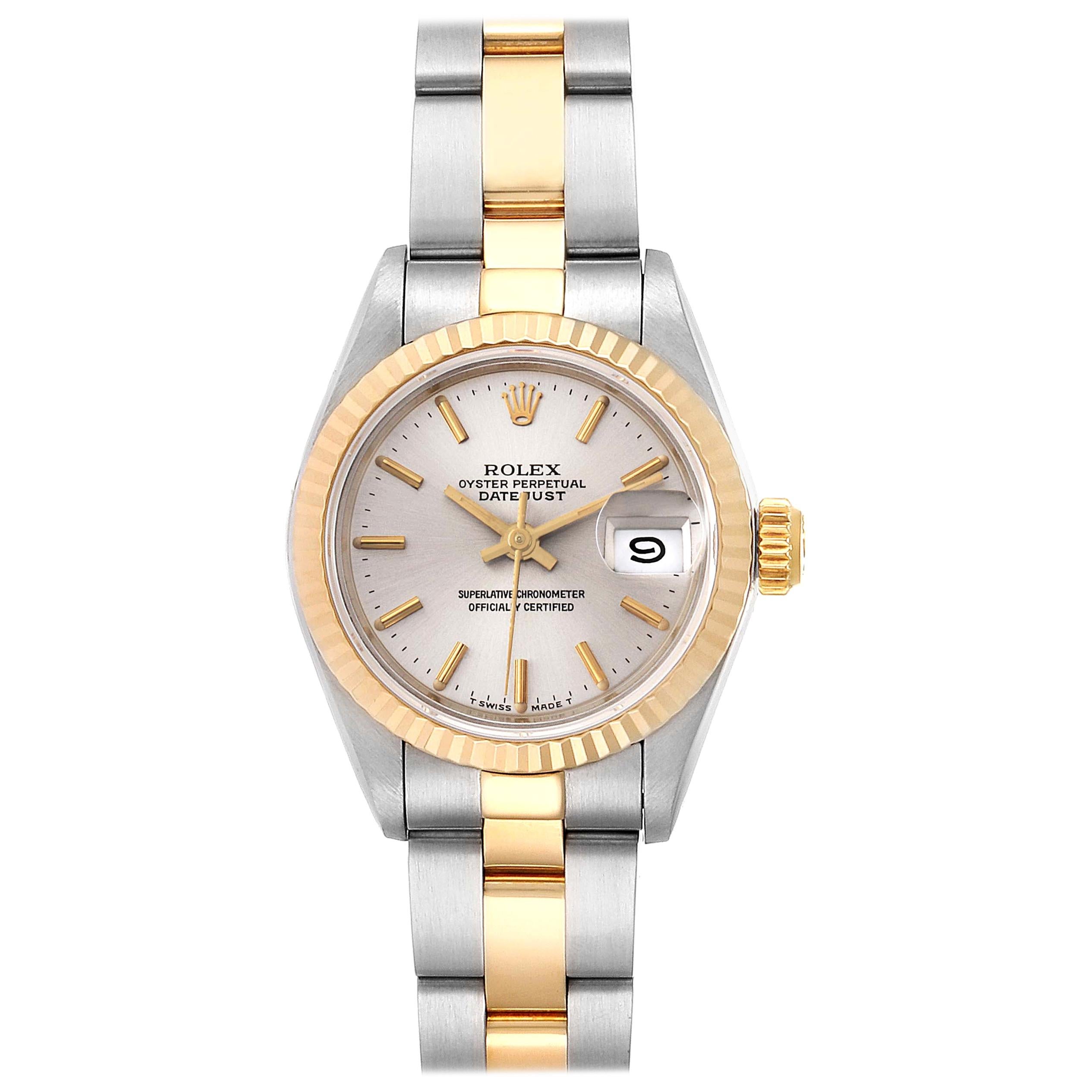 Rolex Datejust Steel Yellow Gold Silver Dial Ladies Watch 69173 For Sale
