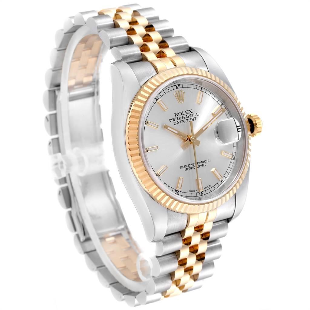 Rolex Datejust Steel Yellow Gold Silver Dial Men's Watch 116233 Box Card In Excellent Condition For Sale In Atlanta, GA