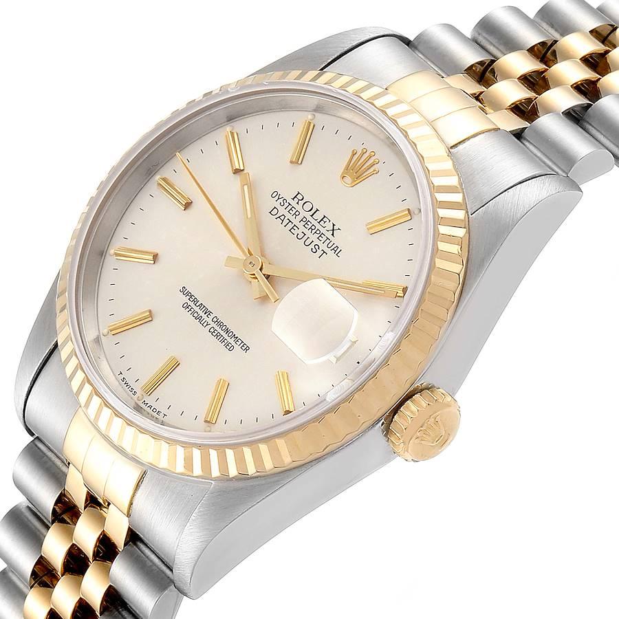 Rolex Datejust Steel Yellow Gold Silver Dial Men's Watch 16233 For Sale 2