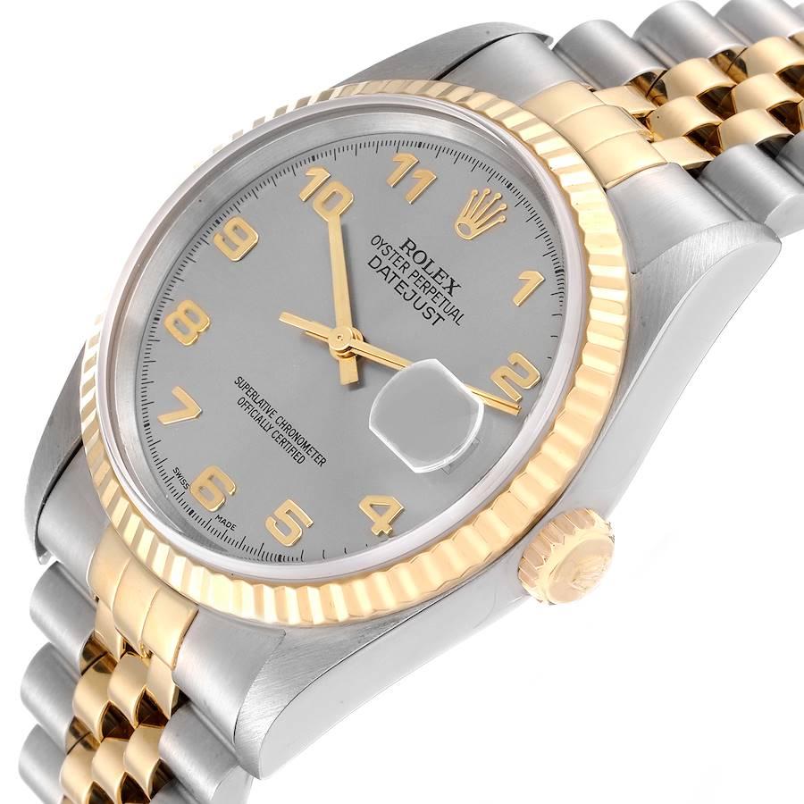 Rolex Datejust Steel Yellow Gold Silver Dial Mens Watch 16233 In Good Condition In Atlanta, GA