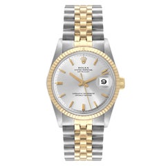 Rolex Datejust Steel Yellow Gold Silver Dial Vintage Mens Watch 1601 Box Papers