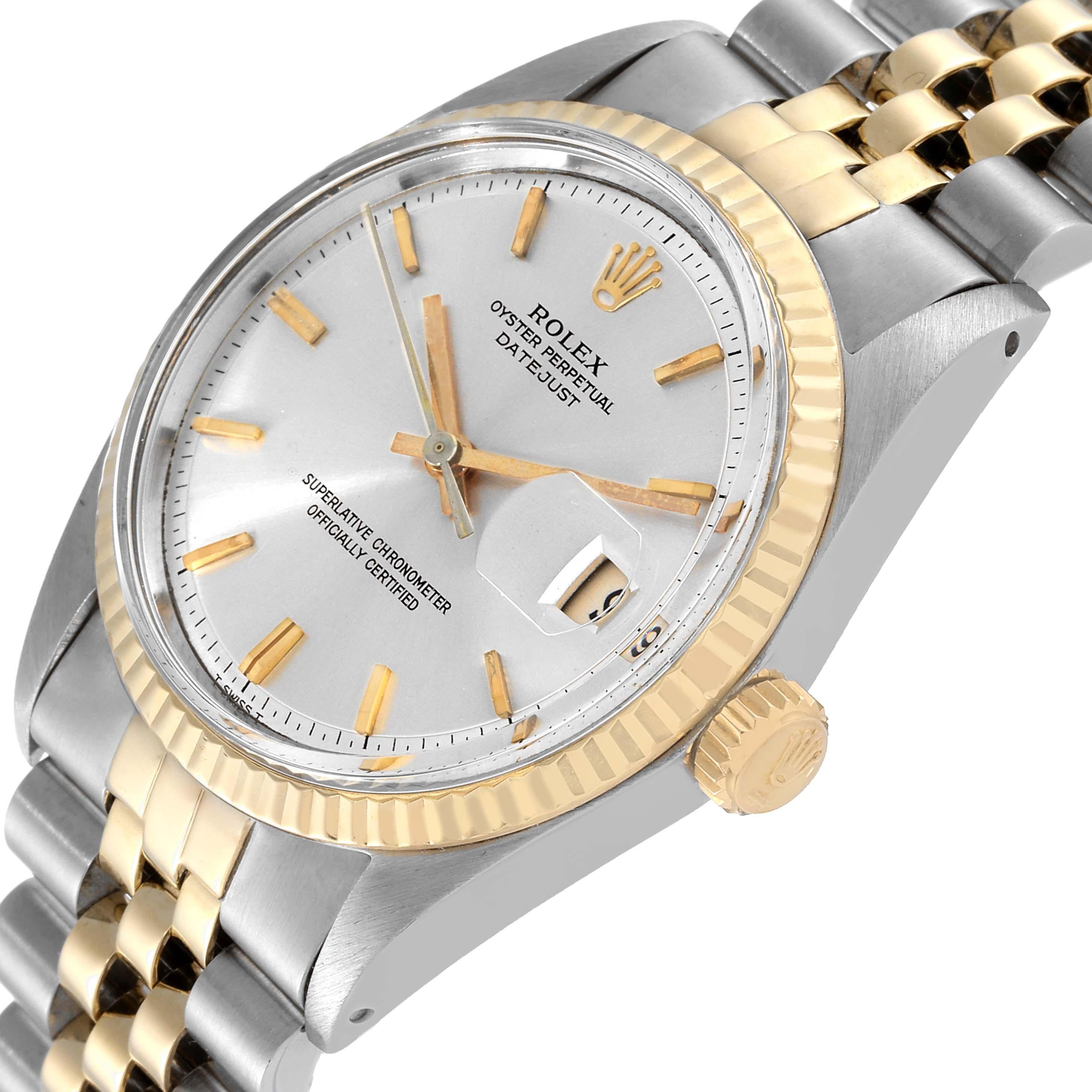 Rolex Datejust Steel Yellow Gold Silver Dial Vintage Mens Watch 1601 Box Papers 1