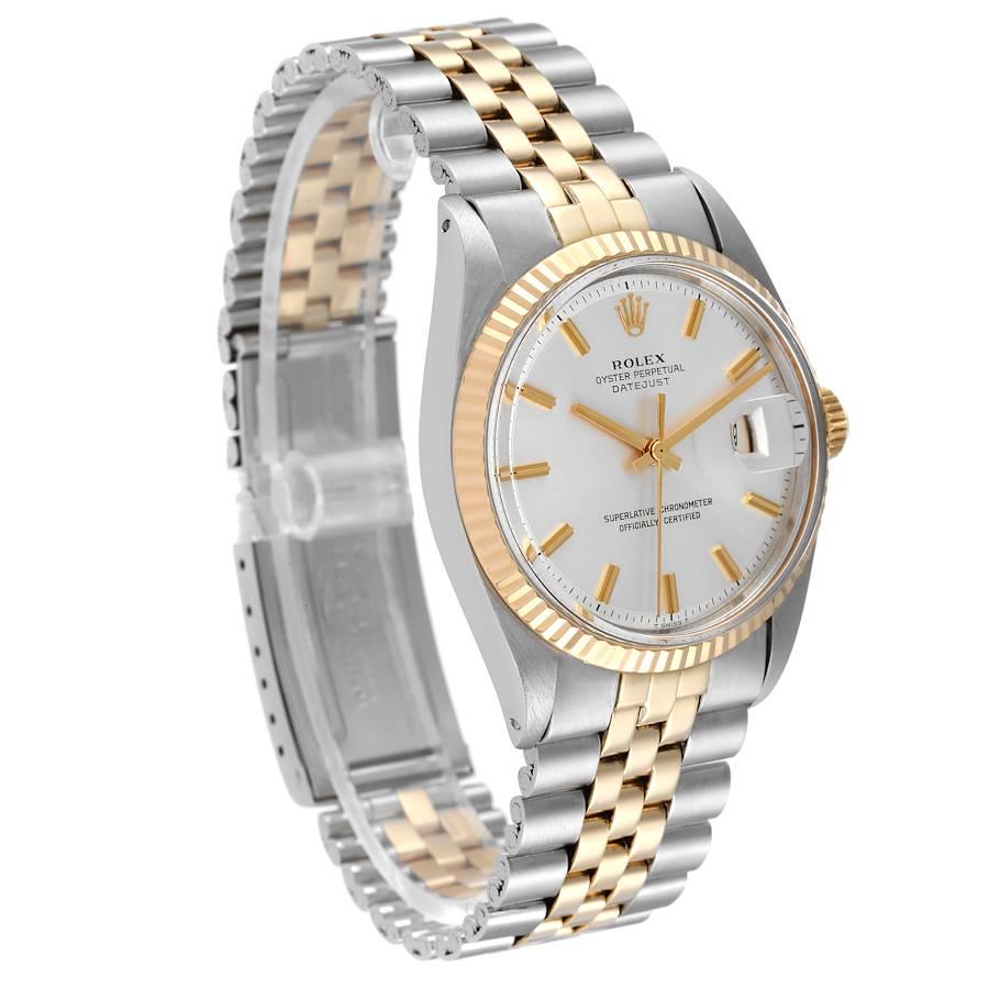 Rolex Datejust Stahl-Gelbgold-Silber-Zifferblatt Vintage-Herrenuhr 1601 im Zustand „Gut“ in Atlanta, GA