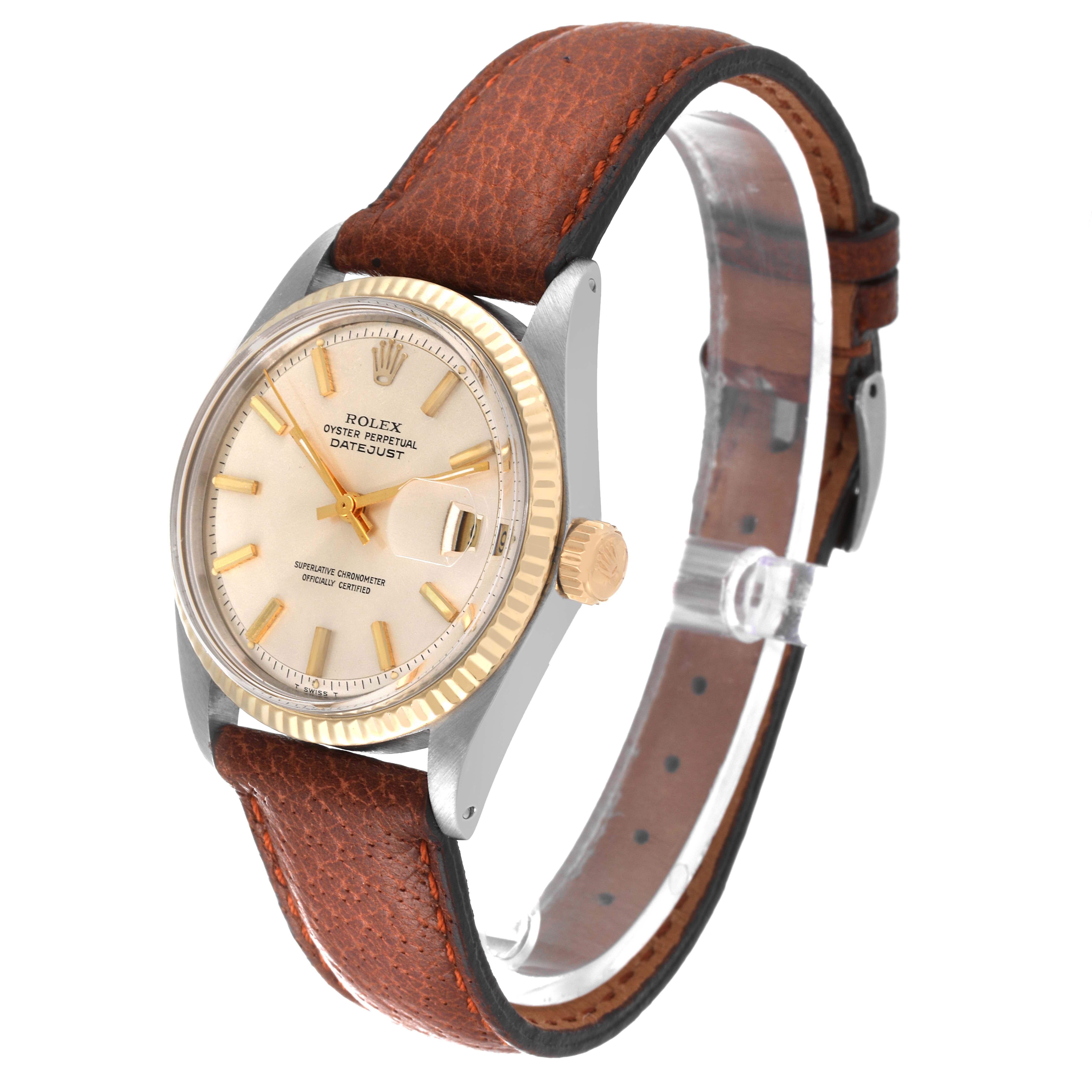 Men's Rolex Datejust Steel Yellow Gold Silver Dial Vintage Mens Watch 1601