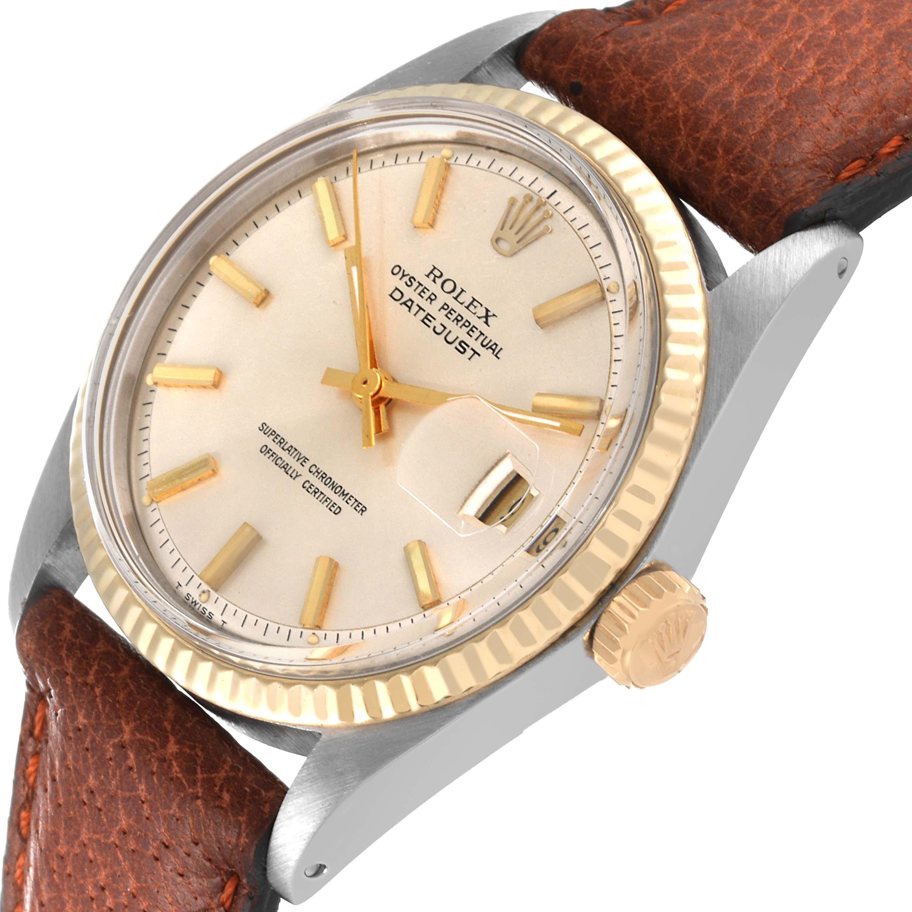 Rolex Datejust Steel Yellow Gold Silver Dial Vintage Mens Watch 1601 1