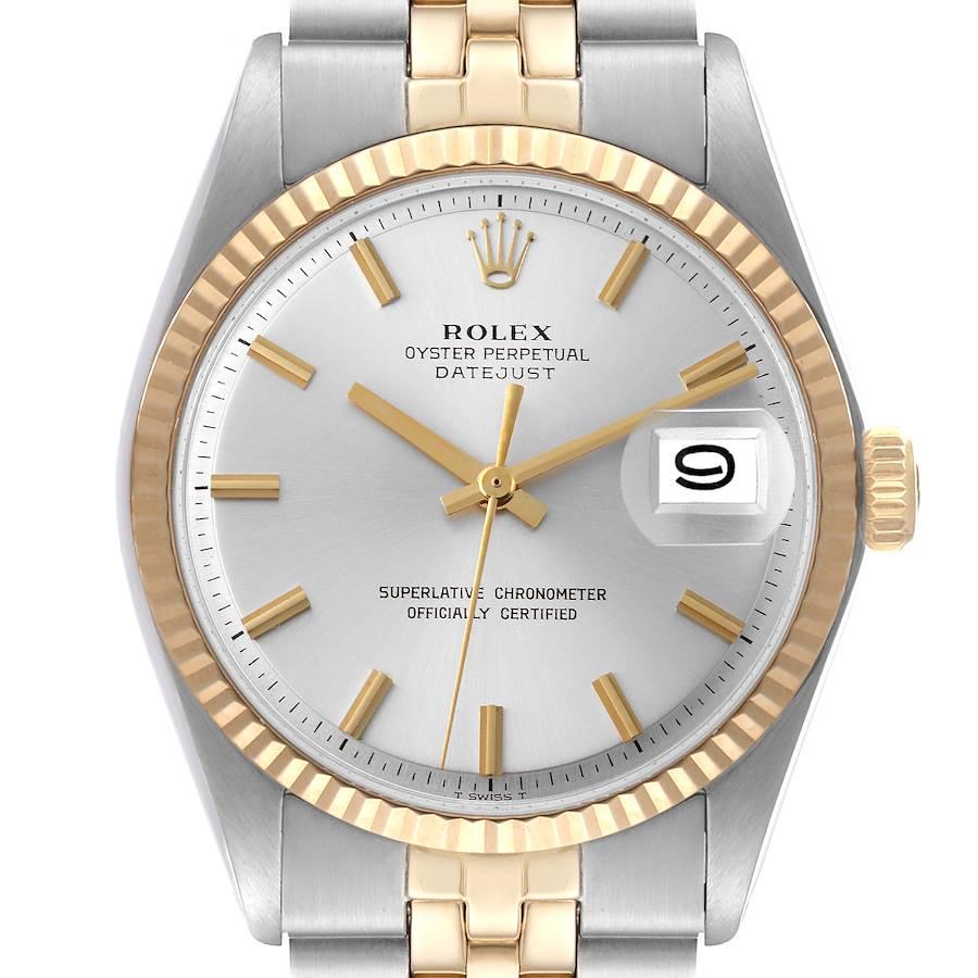 Rolex Datejust Steel Yellow Gold Silver Dial Vintage Mens Watch