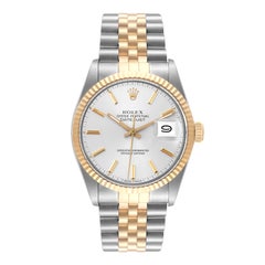 Rolex Datejust Steel Yellow Gold Silver Dial Vintage Mens Watch 16013