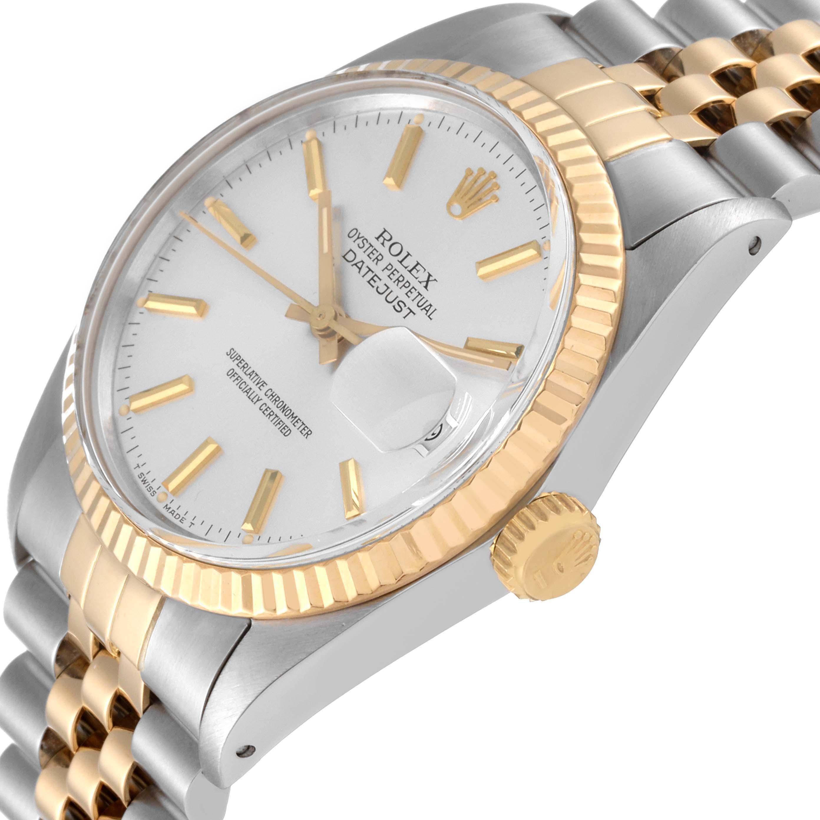 Rolex Datejust Steel Yellow Gold Silver Dial Vintage Mens Watch 16013 1