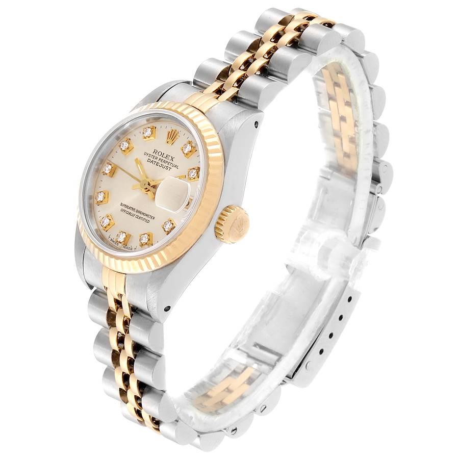 Women's Rolex Datejust Steel Yellow Gold Silver Diamond Dial Ladies Watch 69173