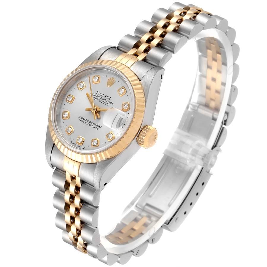 Women's Rolex Datejust Steel Yellow Gold Silver Diamond Dial Ladies Watch 69173