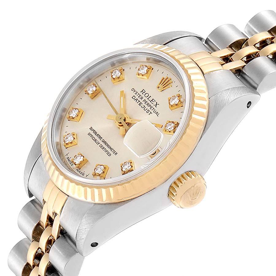 Rolex Datejust Steel Yellow Gold Silver Diamond Dial Ladies Watch 69173 1
