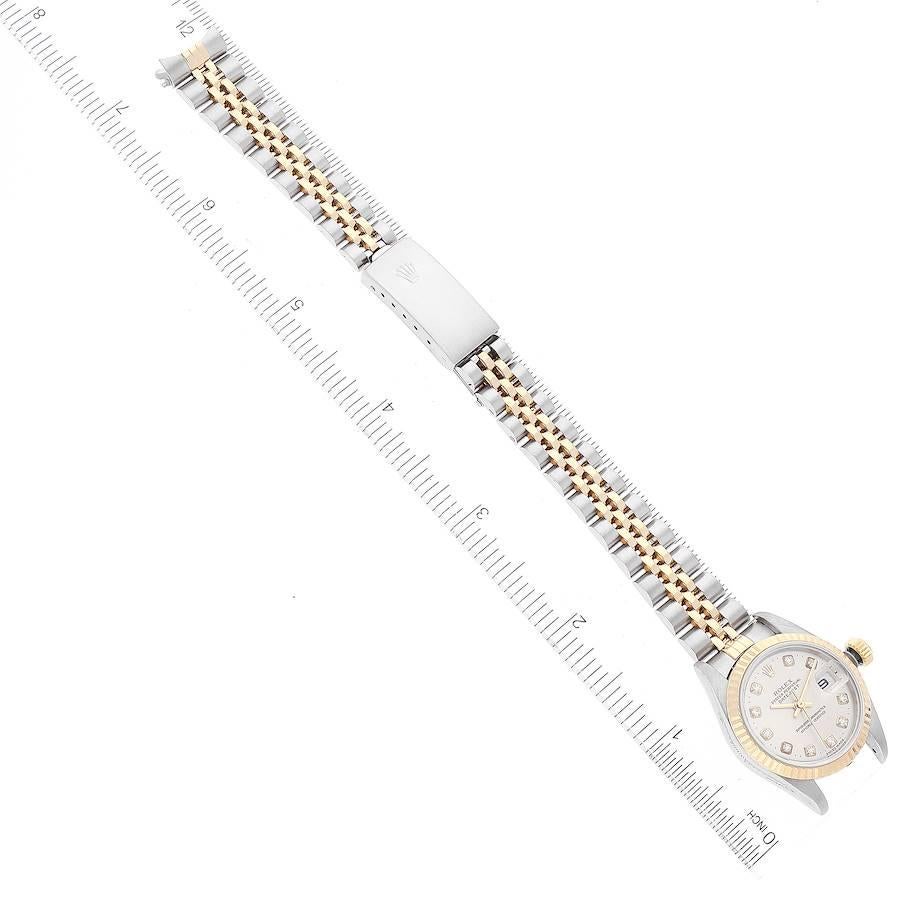 Rolex Datejust Damenuhr 79173 aus Stahl mit Gelbgold und Silber-Diamant-Zifferblatt im Angebot 7