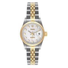 Rolex Datejust Steel Yellow Gold Silver Diamond Dial Ladies Watch 79173
