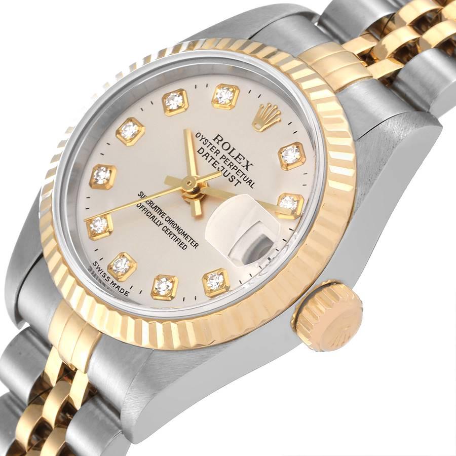 Rolex Datejust Damenuhr 79173 aus Stahl mit Gelbgold und Silber-Diamant-Zifferblatt im Angebot 2