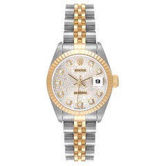 Rolex Datejust Steel Yellow Gold Silver Diamond Dial Ladies Watch 79173