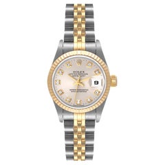 Rolex Datejust Damenuhr 79173 aus Stahl mit Gelbgold und Silber-Diamant-Zifferblatt