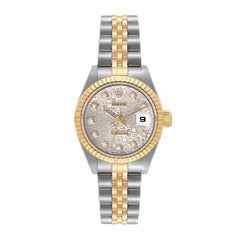 Rolex Datejust Steel Yellow Gold Silver Diamond Dial Ladies Watch 79173 Papers