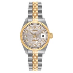Rolex Datejust Steel Yellow Gold Silver Diamond Dial Ladies Watch 79173 Papers